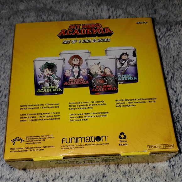 Just Funky Funimation My Hero Academia Set of 4 Shot Glasses, New in Box - Picture 3 of 6